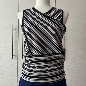 Tail Black and White Diagonal Striped Activewear tank top